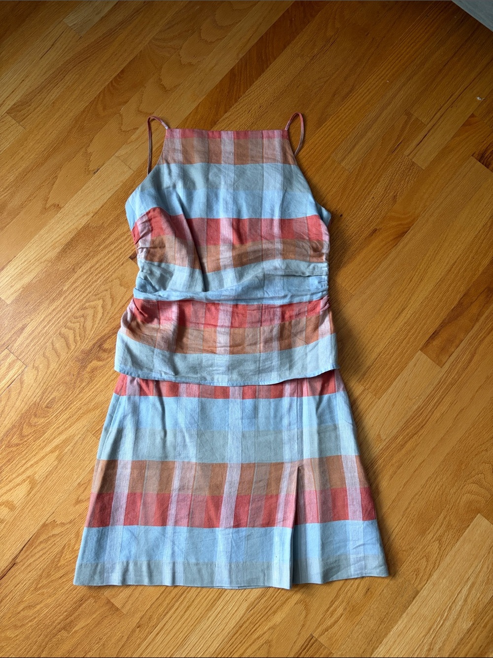 Madewell Striped 2pc set in Blue, Coral & Tan